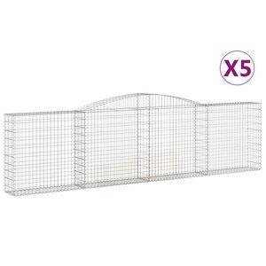 vidaXL Paniers à gabions arqués 5 Pièces 400x30x100/120 cm Fer galvanisé