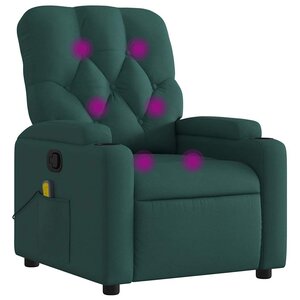 vidaXL Fauteuil de massage inclinable Vert foncé Tissu
