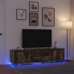 vidaXL Meuble TV avec lumières LED chêne fumé 193 5x41x50 cm