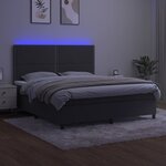 vidaXL Sommier à lattes de lit matelas et LED Gris foncé 160x200 cm
