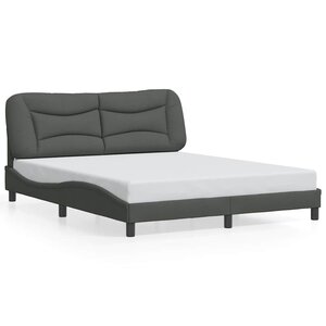 vidaXL Cadre de lit sans matelas Hvar gris foncé 160x200 cm tissu