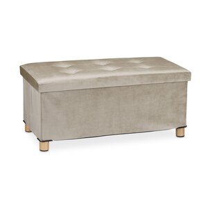 Banquette de rangement en velours matelassée 34 x 76 x 38 cm espace de stockage polyvalent style moderne en velours gris 13_0010922