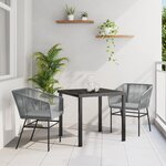 vidaXL Ensemble de salle à manger de jardin 3 pièces avec coussins en poly rattan gris