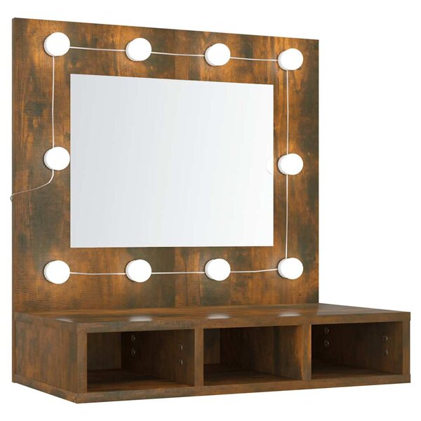 vidaXL Armoire à miroir avec LED Chêne fumé 60x31 5x62 cm