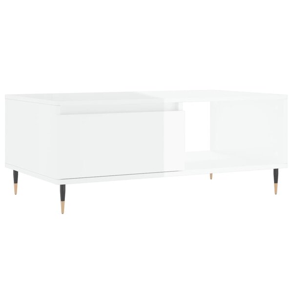 vidaXL Table basse Blanc brillant 90x50x36 5 cm Bois d'ingénierie