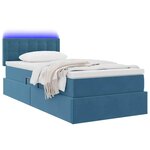 vidaXL Lit de rangement LED avec matelas Bleu foncé 100 x 200 cm