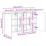 vidaXL Ensemble de Meubles de Salle de Bain 3 Pièces 140 x 14 5 x 70 cm