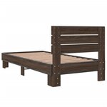 vidaXL Cadre de lit chêne marron 90x200 cm bois d'ingénierie et métal