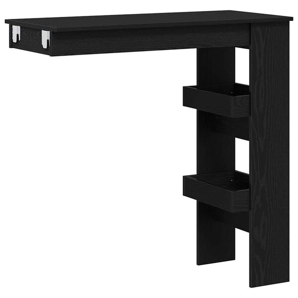 vidaXL Table de Bar Murale avec étagère Chêne noir 102 x 55 x 103.5 cm