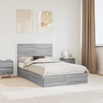 vidaXL Lit de Rangement Gris Sonoma 120 x 190 cm Bois d'ingénierie