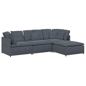 vidaXL Canapé modulaire et repose-pieds et coussins velours gris foncé