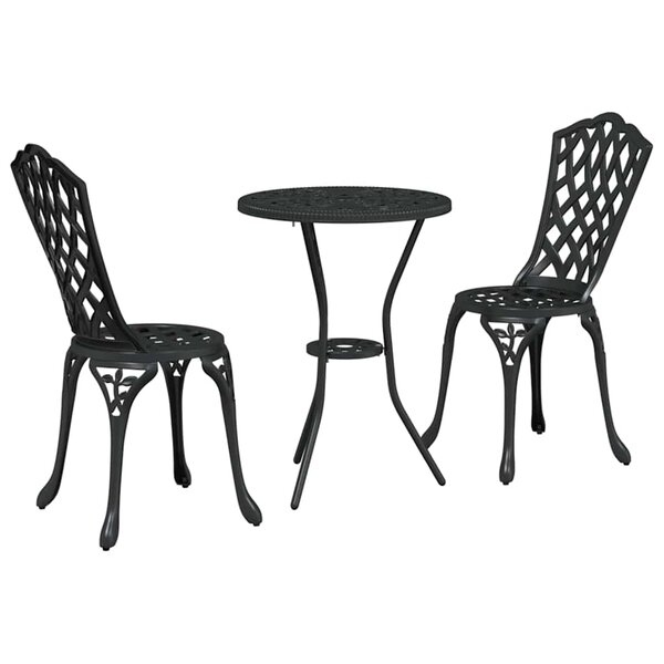 vidaXL Ensemble bistro de jardin 3 Pièces Noir Aluminium