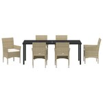 vidaXL Set de Salle à Manger de Jardin 7 Pièces Beige Rotin Synthétique