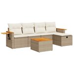 vidaXL Salon de jardin avec coussins 6 Pièces beige résine tressée