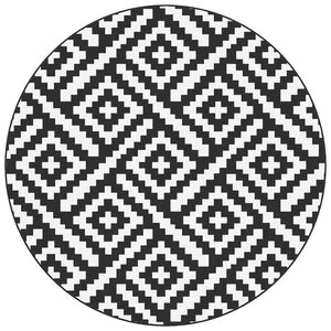 vidaXL Tapis d'extérieur ARAKIL blanc et noir Ø120 cm PP