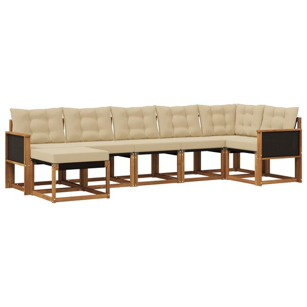 vidaXL Ensemble de canapés d'extérieur 7 pc Naturel et Beige
