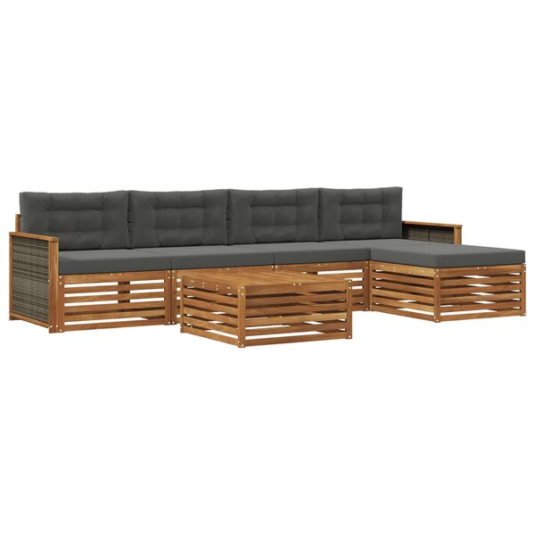 vidaXL Ensemble de canapés d'extérieur 6 pc Naturel et Anthracite