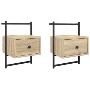 vidaXL Table de chevet murale 2 Pièces chêne sonoma 35x30x51 cm