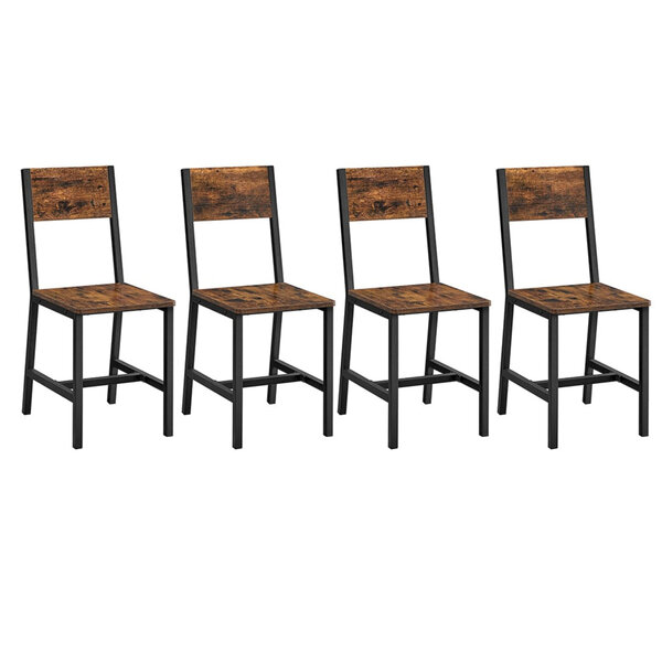 Chaise de salle à manger lot de 2 sièges cadre en acier style industriel pour salle à manger salon cuisine marron rustique et noir 12_0004931