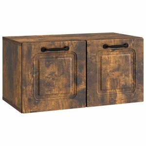 vidaXL Meuble TV mural Chêne fumé 59 5 x 31 x 30 cm Bois d'ingénierie