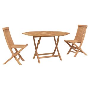 vidaXL Ensemble bistro de jardin 3 pc Naturel Bois de teck massif