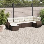 vidaXL Salon de jardin avec coussins 7 Pièces marron résine tressée
