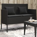 vidaXL Banc de jardin avec coussins noir résine tressée
