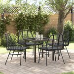 vidaXL Ensemble de salle à manger de jardin 5 pièces avec coussins Noir Poly rotin