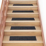 vidaXL Tapis d'escalier autocollants 30 pièces 76 x 20 cm Gris Rectangulaire