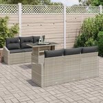 vidaXL Ensemble de canapé de jardin 7 Pièces Gris clair polyrotin