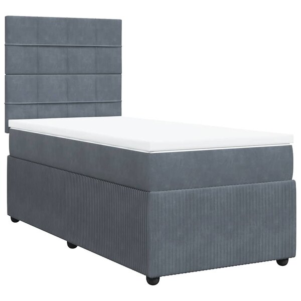 vidaXL Sommier à lattes de lit et matelas Gris foncé 90x190 cm Velours