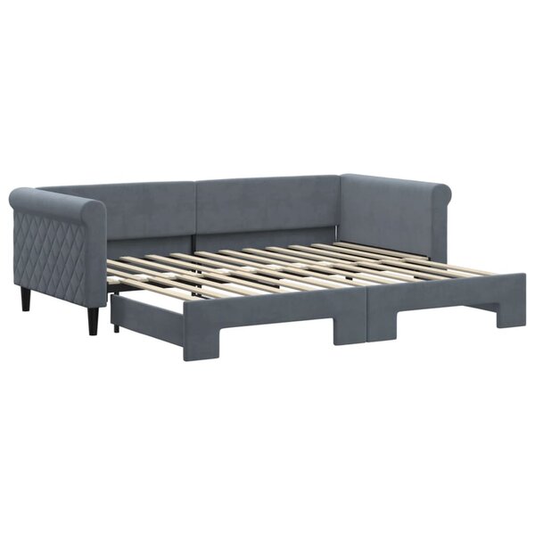 vidaXL Lit de jour avec gigogne sans matelas gris foncé 90x200 cm
