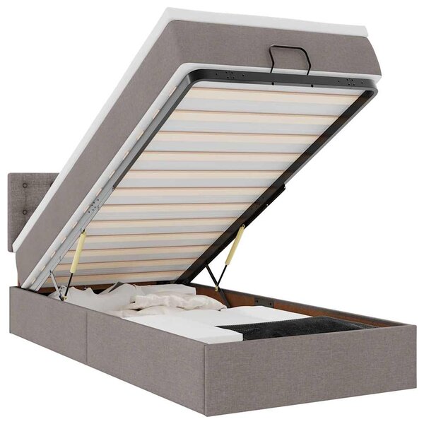 vidaXL Lit ottoman avec matelas et LED taupe 90x200 cm tissu