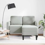 vidaXL Canapé 2 places avec méridienne en L gris clair 125 cm velours