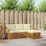 vidaXL Ensemble de canapés d'extérieur 4 pc Naturel et Crème