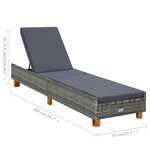 vidaXL Transat avec coussin Résine tressée Gris