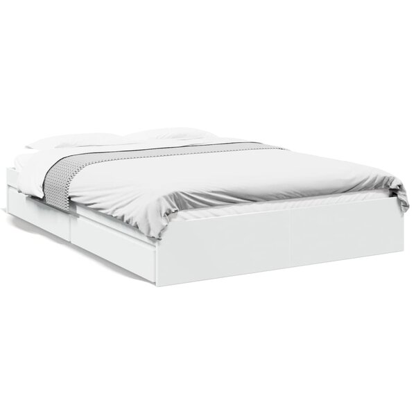 vidaXL Cadre de lit avec tiroirs sans matelas blanc 160x200 cm