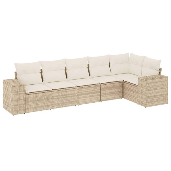 vidaXL Salon de jardin avec coussins 6 Pièces beige résine tressée