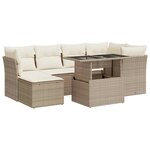 vidaXL Salon de jardin avec coussins 7 Pièces beige résine tressée