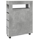 vidaXL Meuble étroit de salle de bain à roulettes gris béton