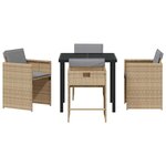 vidaXL Ensemble de salle à manger pour jardin 5 Pièces Beige polyrotin