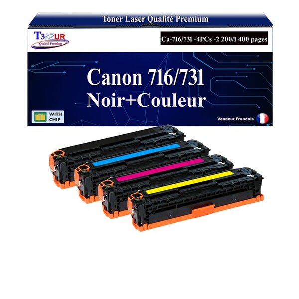 T3AZUR -4x Toners compatibles avec Canon 716/731 pour Canon LBP5050 LBP7100Cn LBP7110Cw MF623Cn MF628Cw MF8030CN MF8040CN MF8050CN MF8080CW MF8230Cn MF8280Cw