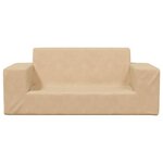 vidaXL Canapé pour enfants à 2 places Crème Peluche douce