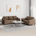 vidaXL Ensemble de canapés 2 Pièces avec coussins marron tissu