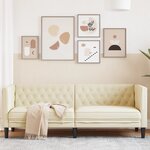 vidaXL Canapé à 3 places Chesterfield crème similicuir