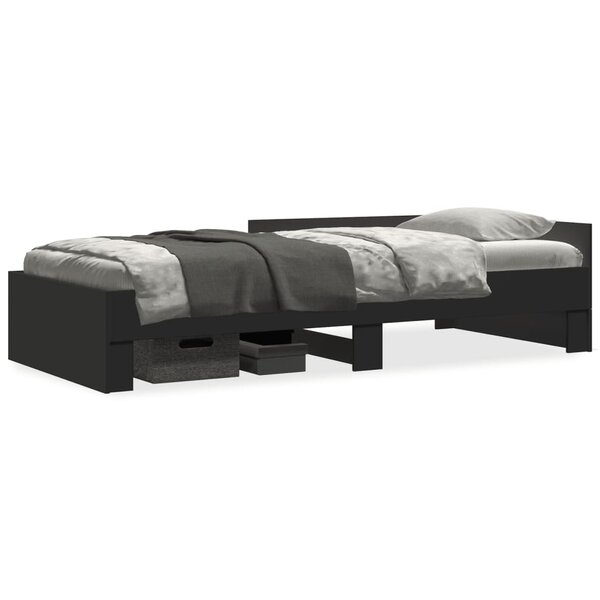 vidaXL Cadre de lit sans matelas noir 75x190 cm bois ingénierie