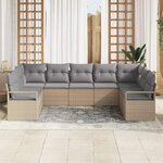 vidaXL Ensemble de canapé de jardin 9 Pièces Beige et Gris clair