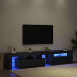 Cabinets TV vidaXL 2 Pièces avec lumières LED Chêne noir Bois d'ingénierie