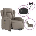 vidaXL Fauteuil inclinable de massage électrique Taupe Tissu