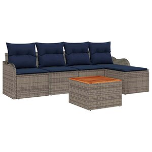 vidaXL Ensemble de canapé de jardin 6 Pièces Gris Poly rotin